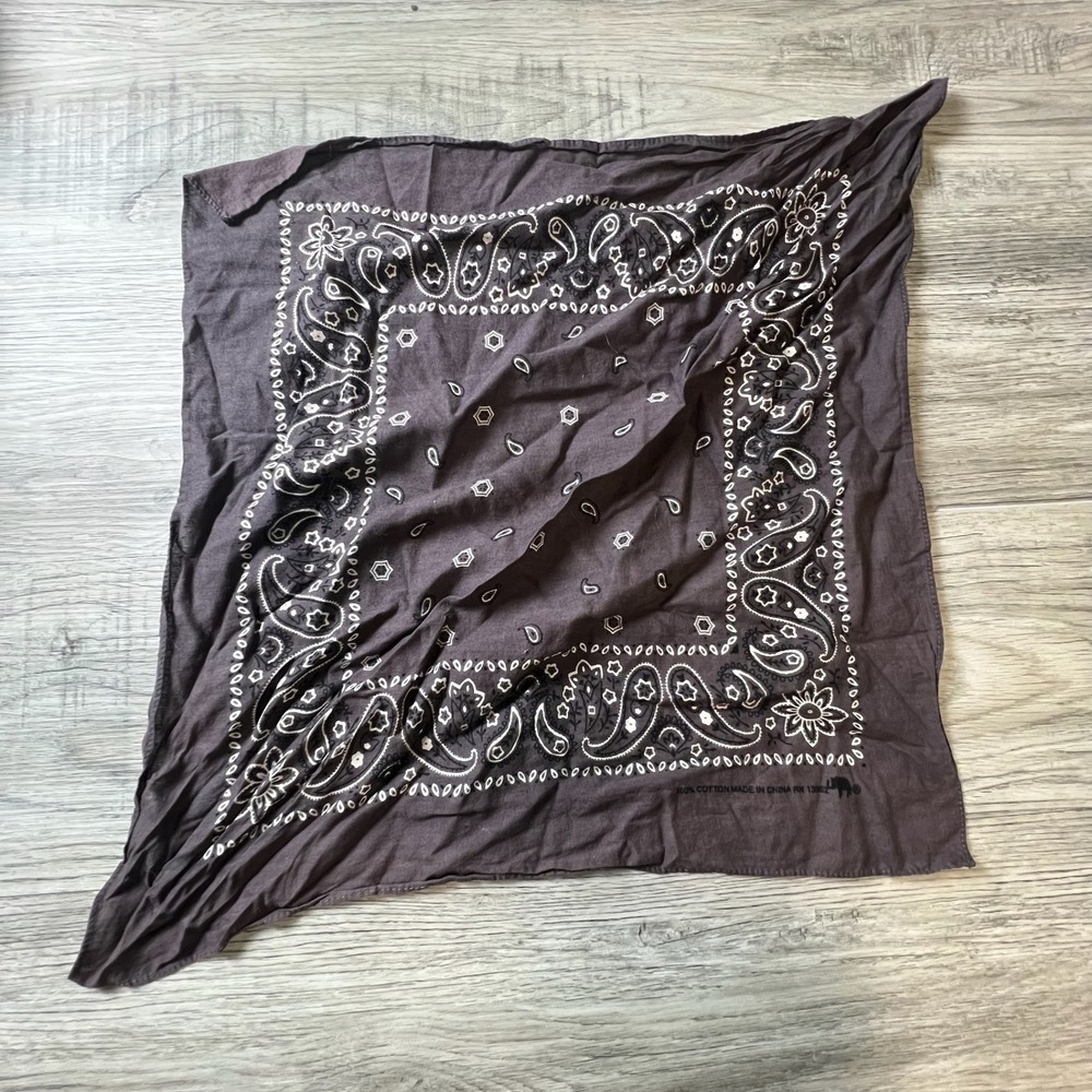 Unbranded Bandana Mens OS Brown Paisley Cotton Headwrap Neckerchief Accessory